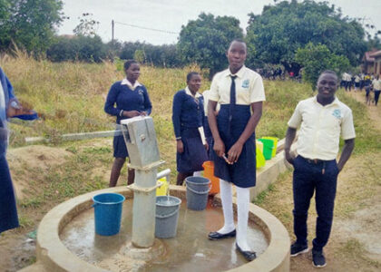 students at borehole
