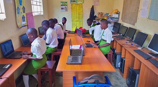 students in a computer classroom